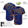 Custom Graffiti Pattern Royal-Gold 3D Authentic Baseball Jersey