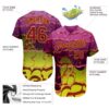 Custom Graffiti Pattern Crimson-Gold 3D Authentic Baseball Jersey