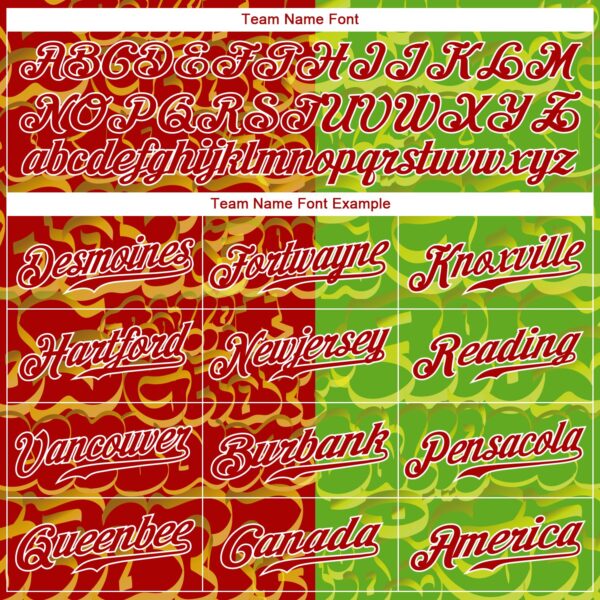 Custom Graffiti Pattern Red-Green 3D Authentic Baseball Jersey