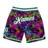 Custom Graffiti Pattern White-Kelly Green 3D Authentic Basketball Shorts
