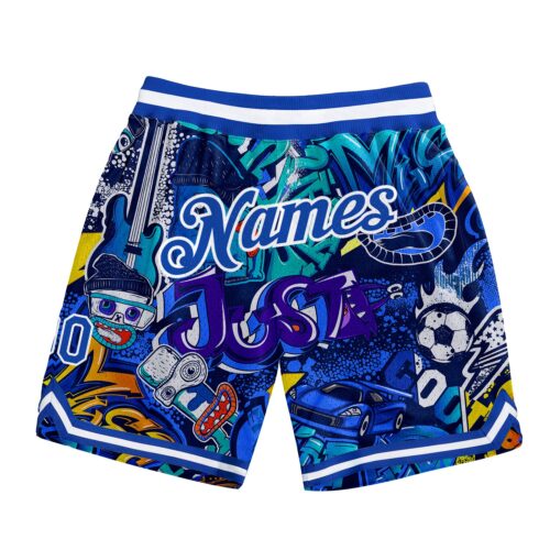 graffiti_pattern_0139 Custom Graffiti Pattern Royal-White 3D Authentic Basketball Shorts