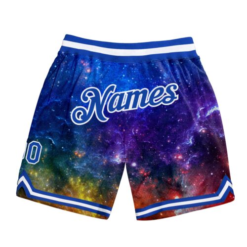 graffiti_pattern_0140 Custom Galactic Royal-White 3D Authentic Basketball Shorts