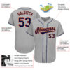 Custom Gray Navy-Orange Authentic Baseball Jersey