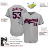 Custom Gray Navy-Red Authentic Baseball Jersey