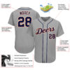 Custom Gray Navy-Orange Authentic Baseball Jersey