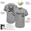 Custom Gray Black-White Authentic Baseball Jersey