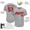 Custom Gray Red-Black Authentic Baseball Jersey