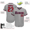 Custom Gray Red-Navy Authentic Baseball Jersey