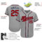 Custom Gray Red-Navy Authentic Baseball Jersey