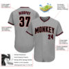 Custom Gray Black-Crimson Authentic Baseball Jersey