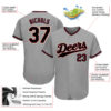 Custom Gray Black-Crimson Authentic Baseball Jersey