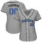 Custom Gray Light Blue-Black Authentic Father's Day Baseball Jersey