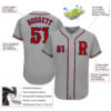 Custom Gray Red-Navy Authentic Baseball Jersey