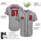 Custom Gray Red-Navy Authentic Baseball Jersey