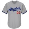 Custom Gray Royal-Red Authentic Throwback Rib-Knit Baseball Jersey Shirt