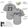 Custom Gray Black-White Authentic Throwback Rib-Knit Baseball Jersey Shirt