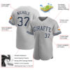 Custom Gray Navy-White Authentic Baseball Jersey