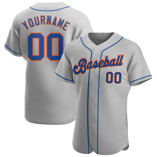 gray_0100 Custom Gray Royal-Orange Authentic Baseball Jersey