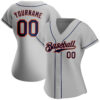 Custom Gray Navy-Orange Authentic Baseball Jersey