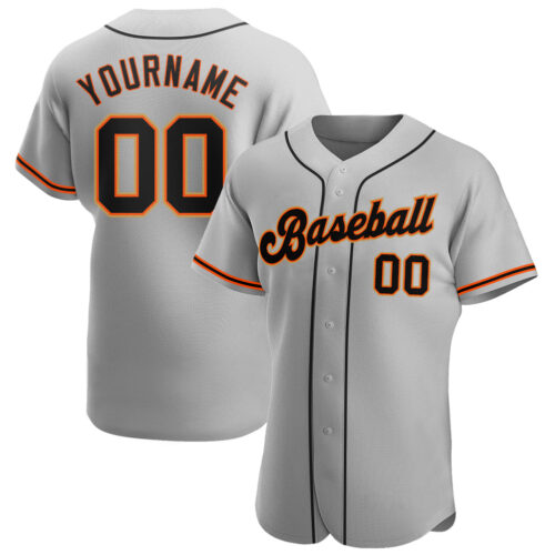 gray_0113 Custom Gray Black-Orange Authentic Baseball Jersey