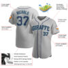 Custom Gray Navy-Teal Authentic Baseball Jersey