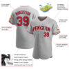 Custom Gray Red-Navy Authentic Baseball Jersey