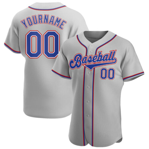 gray_0126 Custom Gray Royal-Red Authentic Baseball Jersey