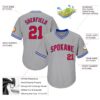 Custom Gray Red-Royal Authentic Throwback Rib-Knit Baseball Jersey Shirt