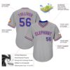 Custom Gray Royal-Red Authentic Throwback Rib-Knit Baseball Jersey Shirt
