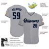 Custom Gray Black-Blue Authentic Baseball Jersey