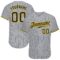 Custom Gray Black Pinstripe Black-Gold Authentic Baseball Jersey