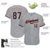 Custom Gray Black Pinstripe Black-Crimson Authentic Baseball Jersey