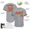 Custom Gray Black Pinstripe Orange-Black Authentic Baseball Jersey