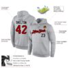 Custom Stitched Gray Red-Black Sports Pullover Sweatshirt Hoodie