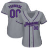 Custom Gray Purple-Black Authentic Baseball Jersey