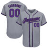 Custom Gray Purple-Black Authentic Baseball Jersey