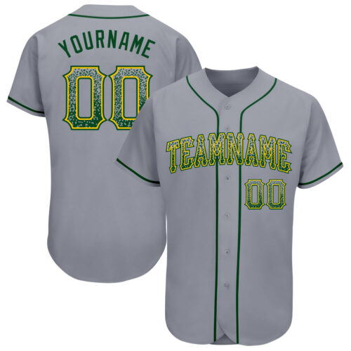 gray_0266 Custom Gray Green-Gold Authentic Drift Fashion Baseball Jersey