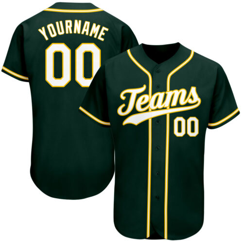 green_0011 Custom Green White-Gold Authentic Baseball Jersey