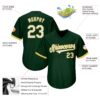 Custom Green White-Gold Authentic Throwback Rib-Knit Baseball Jersey Shirt