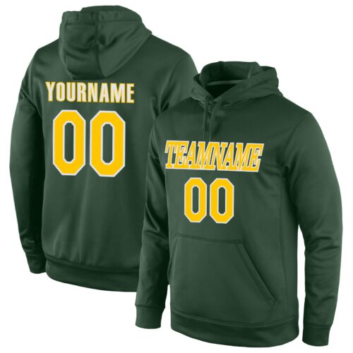 green_0032 Custom Stitched Green Gold-White Sports Pullover Sweatshirt Hoodie