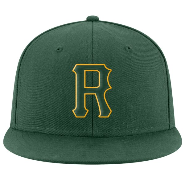 Custom Green Green-Gold Stitched Adjustable Snapback Hat