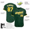 Custom Green White Pinstripe Gold-White Authentic Baseball Jersey