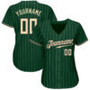 Custom Green White Pinstripe Cream-Black Authentic Baseball Jersey