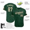 Custom Green White Pinstripe Cream-Black Authentic Baseball Jersey