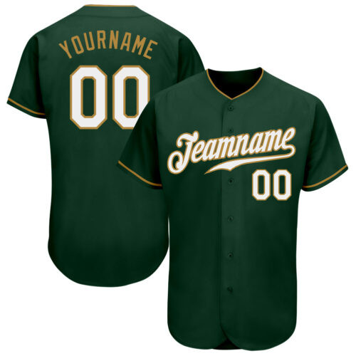 green_0119 Custom Green White-Old Gold Authentic Baseball Jersey