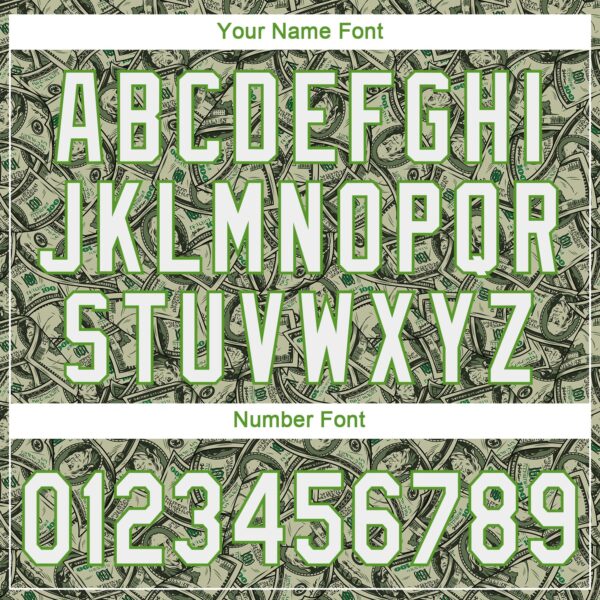 Custom Green White-Neon Green 3D Pattern Design Dollar Authentic Baseball Jersey
