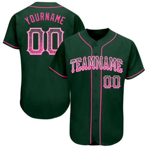 green_0125 Custom Green Pink-White Authentic Drift Fashion Baseball Jersey