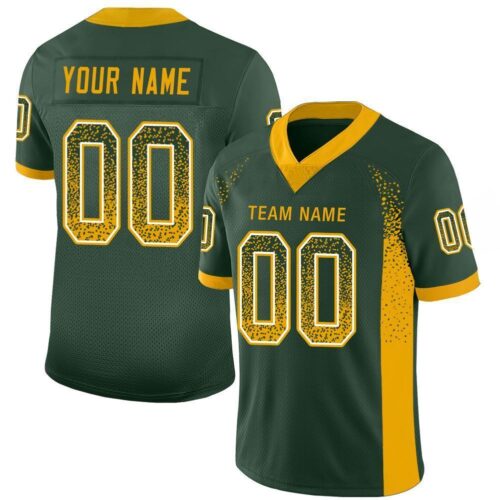 Custom Green Gold-White Drift Fashion Football Jersey