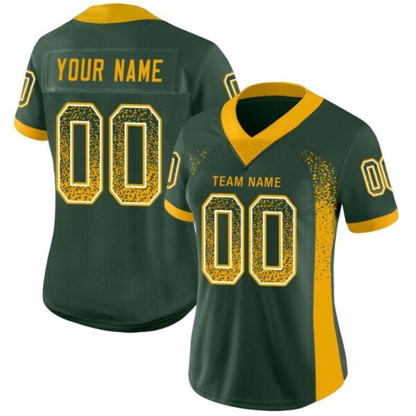 Custom Green Gold-White Drift Fashion Football Jersey