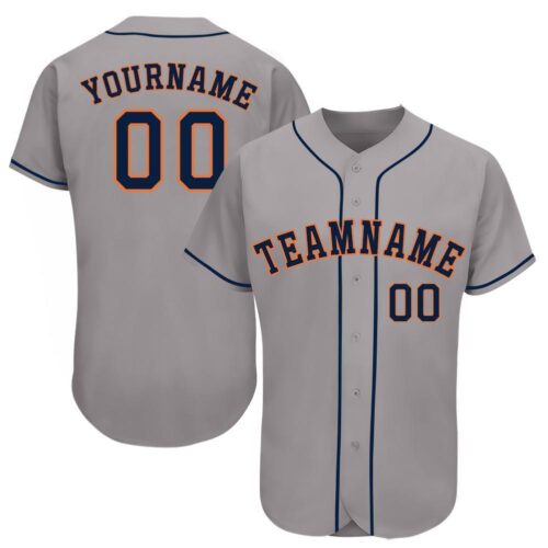 houston_0049 Custom Gray Navy-Orange Baseball Jersey